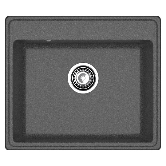 Мойка кухонная врезная, GranFest, Vertex, искусственный мрамор, 580x500 мм, + сифон, графит, GF-V-580