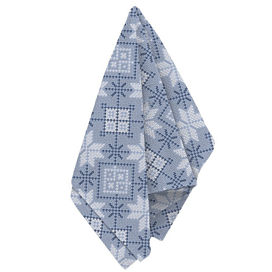 Полотенце кухонное вафельное, 40х50 см, 100% хлопок, Winterland, Снежный калейдоскоп, голубое, Россия, 670947