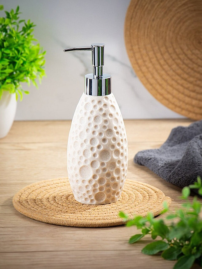 Дозатор для жидкого мыла, Пузырьки, полистоун, 7.6x14/20.5 см, 350 мл, BRE0172CA-LD
