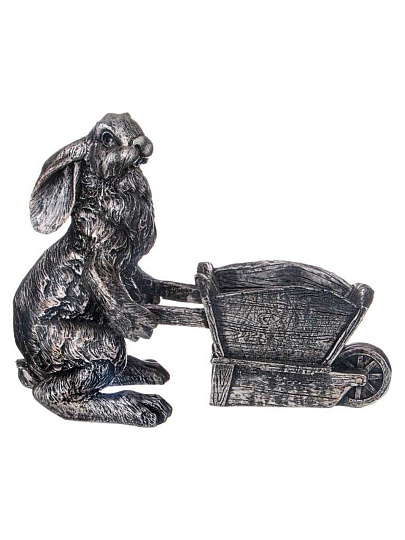 Фигурка декоративная полистоун, Заяц с тачкой, 31х37 см, Lefard, 169-722