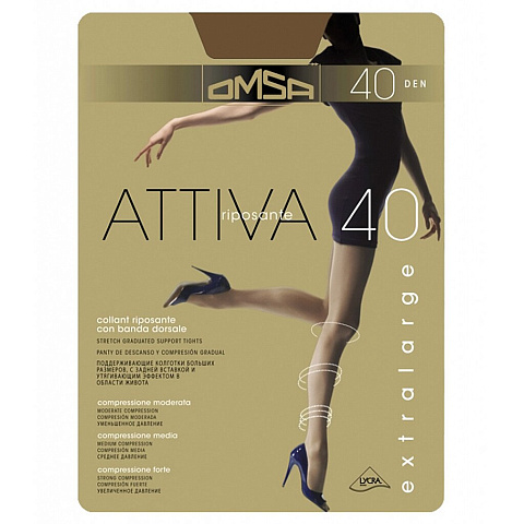 Колготки Omsa, Attiva, 40 DEN, р. 4, daino/загар, шортики, с укрепленным мыском