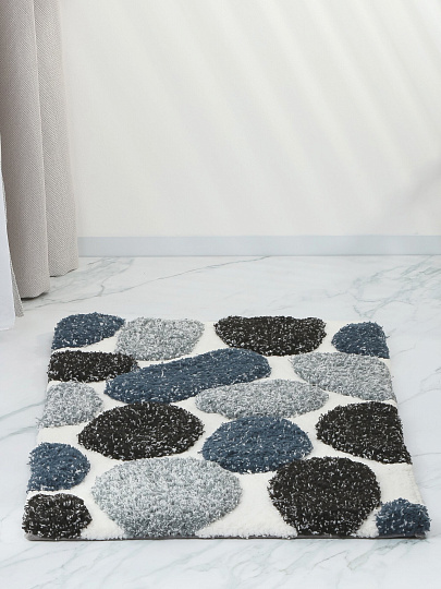 Коврик для ванной, 0.5х0.8 м, микрофибра, камень, серо-белый, Silvano, Лиона, камни