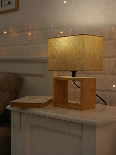 Светильник настольный E27, 40 Вт, светло-серый, Uniel, UML-B401 LIGHT GREY/WOOD, UL-00010956