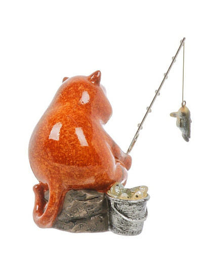 Фигурка декоративная полистоун, Кот-рыбак, 18х10х12.5 см, A020280