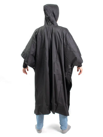 Дождевик пончо 129х137 см, 56-58, с капюшоном, кнопки, плотный PVC, черный, Следопыт, PF-RC-13