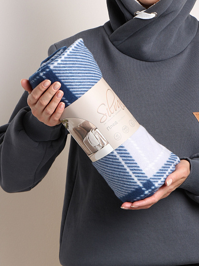 Плед 1.5-спальный, 130х170 см, флис, 100% полиэстер, Silvano, Клетка, синяя клетка