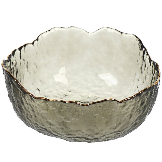 Салатник стекло, круглый, 16х7 см, 0.71 л, отвод золотом, Графит, Y6-10083