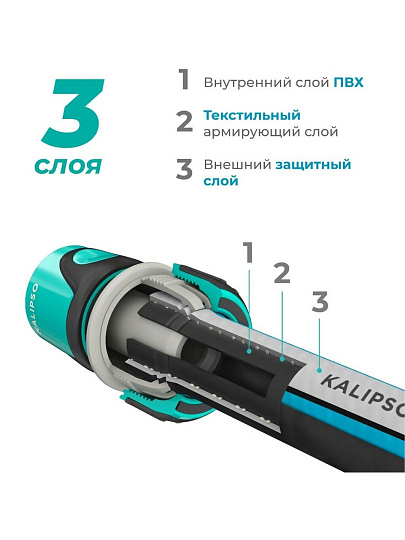 Шланг поливочный, 1/2 '', внутренний d12.5 мм, 15 атм, армированный, 20 м, 3 слоя, Kalipso, Classic, ПВХ, AGL221220G