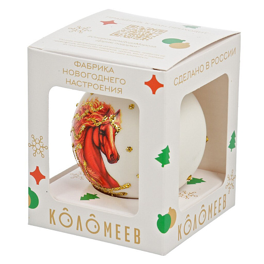 Елочный шар Лошадка с огненной гривой, 6.5 см, стекло, КУ-65-254046