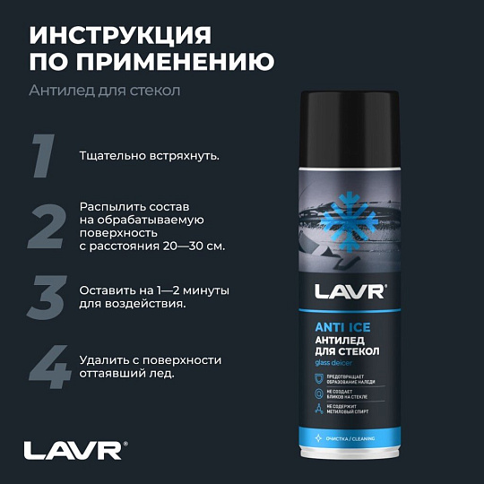 Размораживатель стекол Lavr, Антилед, аэрозольный, 650 мл, Ln1323