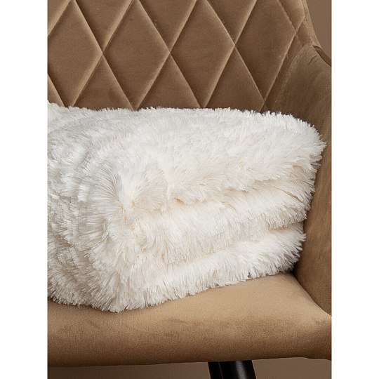 Плед евро, 220х240 см, искусственный мех, 100% полиэстер, Buenas Noches, Длинный ворс, молочный, TF F072ML 78529