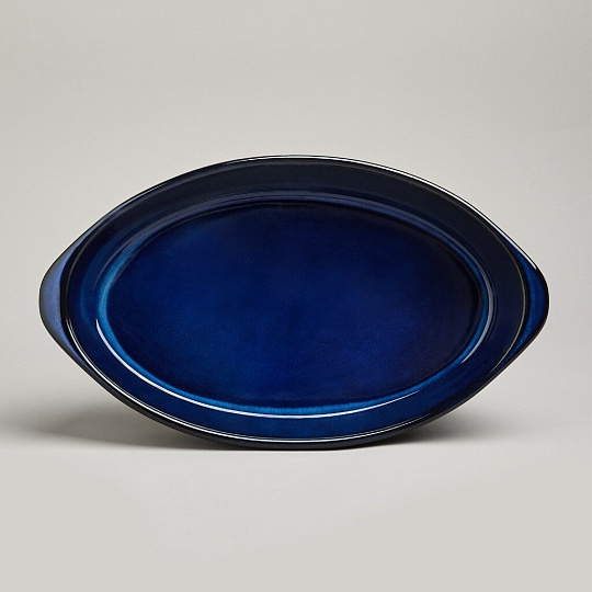 Форма для запекания керамика, 22х37х7 см, 2.5 л, овальная, Agness, Reactive Blue, 780-129