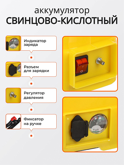 Опрыскиватель садовый аккумуляторный, Deko, 16 л, свинцово-кислотный, 8 А.ч, 12 В, пластик, ранцевый, DKSP10