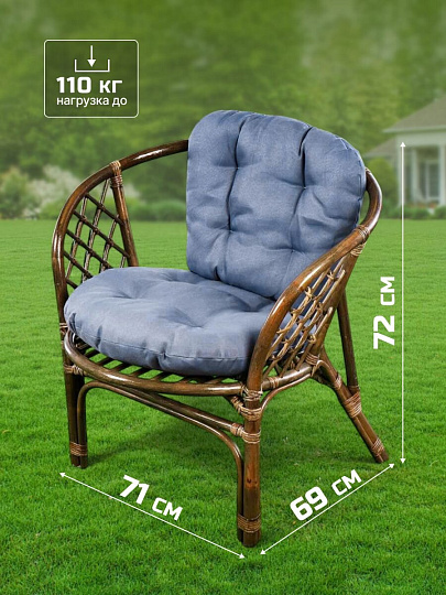 Мебель садовая Green Days, Мальдивы мини, кофейная, стол, 55х55х56 см, 2 стула, подушка серо-голубая, 110 кг, IND13WG