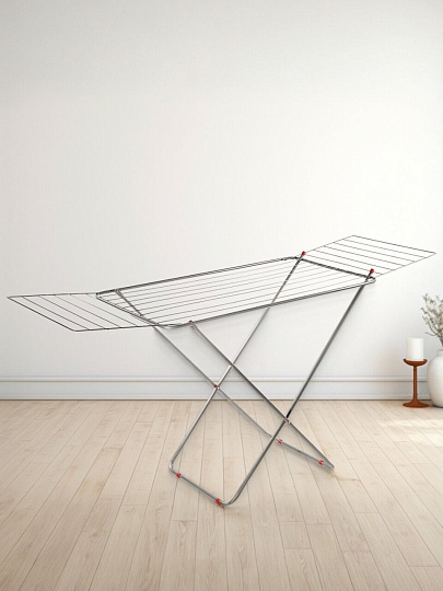 Сушилка для белья напольная, полотно 18 м, 166х53х87 см, складная, 8 прутьев, 15 кг, сталь, 452-096