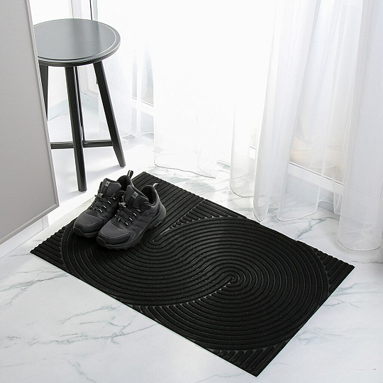 Коврик грязезащитный влаговпитывающий, 60х90 см, прямоугольный, полипропилен, резина, черный, Dzen, Blabar, 93736