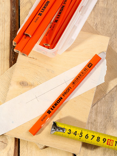 Карандаш малярный, 10 шт, 176 мм, для твердых поверхностей, оранжевый, Lekon, Profi, 014016