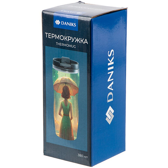 Термокружка пластик, 0.38 л, Daniks, Девушка с зонтом, колба пластик, YYCF001-34