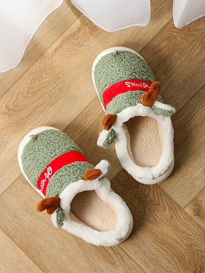 Тапки для женщин, полиэстер, зеленые, р. 40-41, Кристмас тайм, A210388
