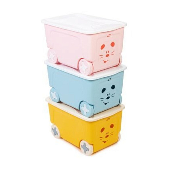 Ящик для игрушек 50 л, на колесах, пластик, голубой, Little Angel, Cool, LA1032BL