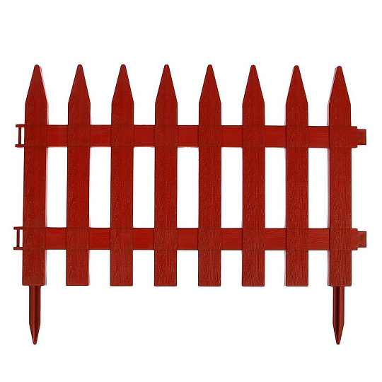 Забор декоративный пластмасса, Palisad, Частокол №1, 28х300 см, терракотовый, ЗД01