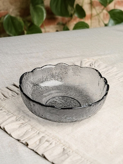 Салатник стекло, круглый, 21х7 см, 0.935 л, Графит, Декостек, 5819/1-Н7