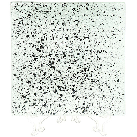 Тарелка обеденная, стекло, 19.5 см, квадратная, Y3-1634, черно-белая