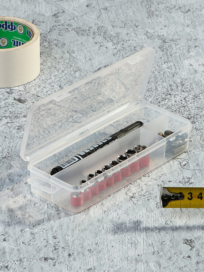 Ящик-органайзер для инструмента, 20х8х3.5 см, пластик, Bartex, 3 ячейки, с подвесом