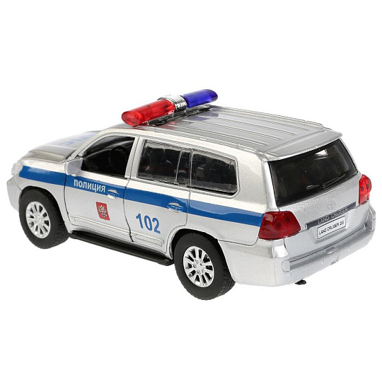 Машина Технопарк, Toyota Land Cruiser Полиция, 12 см, инерционная, открывающиеся двери, CRUISER-P