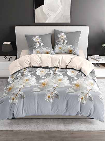 Постельное белье 2-спальное, простыня 215х220 см, 2 наволочки 70х70 см, пододеяльник 175х215 см, Bravo, поплин, Дульси