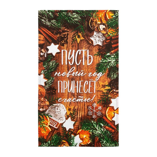 Полотенце кухонное вафельное, 35х60 см, 160 г/м2, 100% хлопок, Доляна, Новогоднее настроение, Россия, 5059204