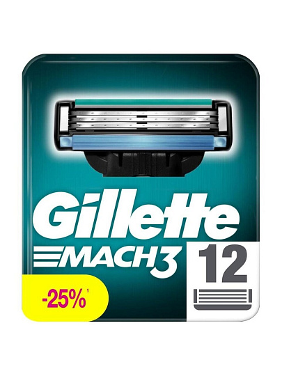 Сменные кассеты для бритв Gillette, Mach3, для мужчин, 12 шт