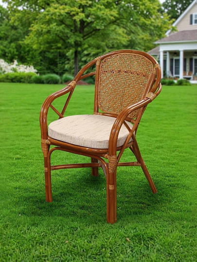 Мебель садовая Мария, медовая, стол, 55х55х56 см, 2 кресла, подушка бежевая, 110 кг, IND11