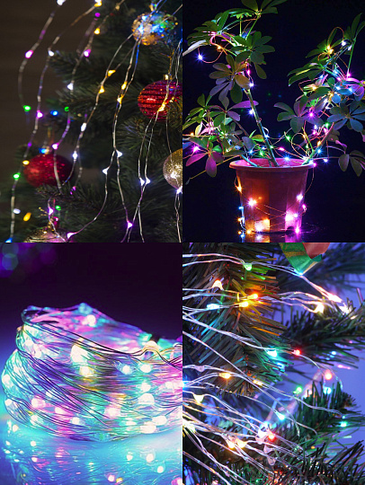 Гирлянда 105 ламп, 1.5 м, 1 режим, Роса105 конский хвост, TDM Electric, свет мультиколор, прозрачная, в помещении, сетевая, светодиодная, 250 В, 7х15LED, SQ0361-0061