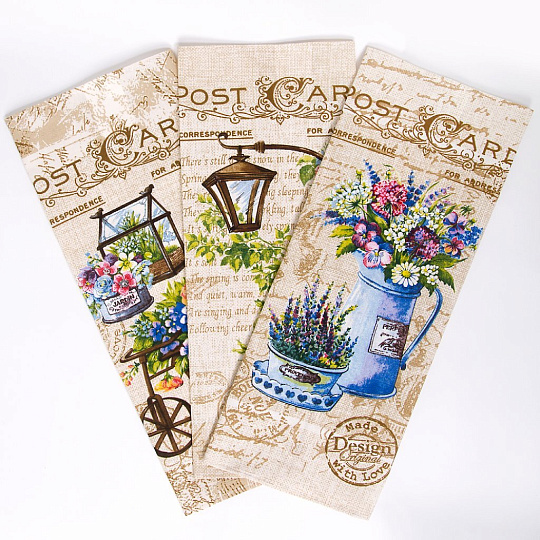 Набор полотенец кухонных 3 шт, 45х60 см, 100% хлопок, АртДизайн, Встреча, рогожка, Россия, НЗ_ПКР45.60