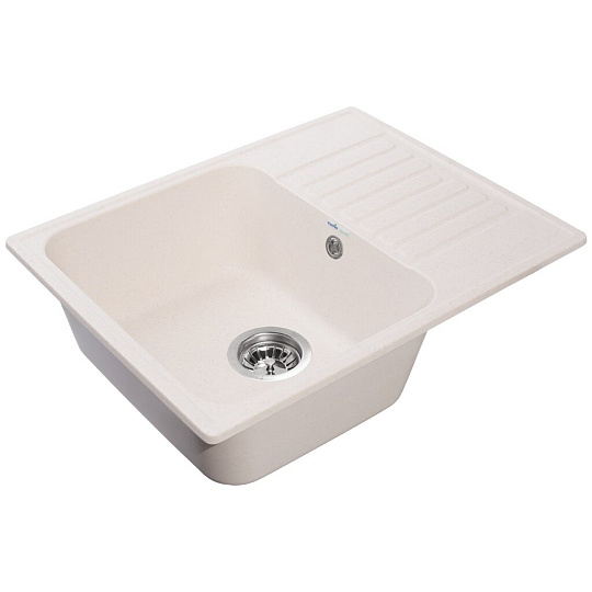 Мойка кухонная врезная, GranFest, Quarz, кварцевый песок, 618х477 мм, без сифона, белая, GF-Z13