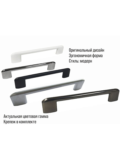 Ручка-скоба мебельная Trodos, 8653, 128 мм, ЦАМ, черный матовая, 303711