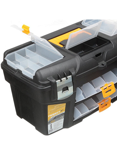 Ящик для инструментов, 21 '', 53х27.5х29 см, пластик, Idea, Гефест, металлический замок, 2 консоли, 3 органайзера, М 2945