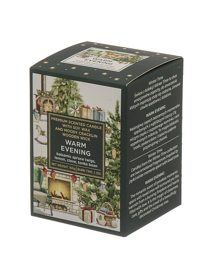 Свеча ароматическая, в стакане, Bartek Candles, Зимнее Время, 150 гр, с деревянным фитилем