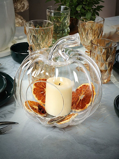 Ваза стекло, настольная, 23х24 см, Alegre Glass, Тыква, 337-030
