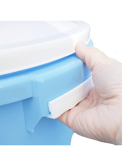 Бак пластик, пищевой, 45 л, круглый, повышенной прочности, с белой крышкой, голубой, 10014511, Радиан