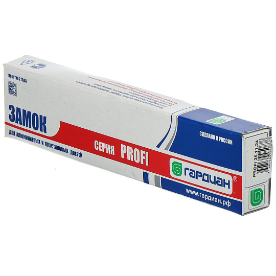 Замок врезной Гардиан, Profi 35.11.24 (б/ц), 2 514, без ручки, цилиндровый, универсальный, с защелкой, для узкопрофильных дверей, хром
