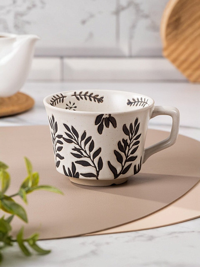 Кружка керамика, 300 мл, Ветви эко, 10х7.5 см, Y4-8985, графит