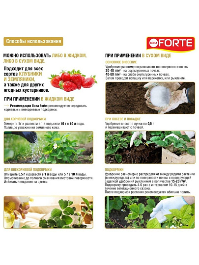 Удобрение для клубники и ягод, порошок, 100 г, Bona Forte