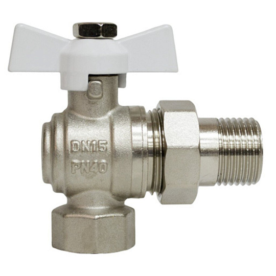 Кран для воды, 1/2'', латунь, угловой, ручка-бабочка, с американкой, STI