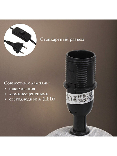 Светильник настольный E14, черный, абажур белый, RL-TL009-2