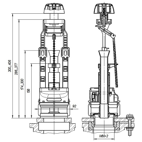 Клапан для бачка унитаза нижний, 1/2", пластик, белый, сливной, Инкоэр, СБкпм-Б Р