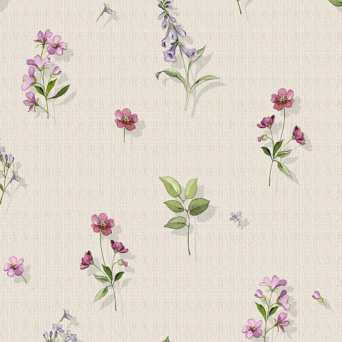 Клеенка Silvano, 1.4х20 м, ПВХ, Мелкие цветы на бежевом фоне, WF-5445A