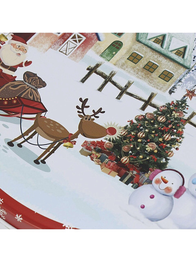 Коробка подарочная жесть, 20х9 см, круглая, Зимние радости, Y4-8568
