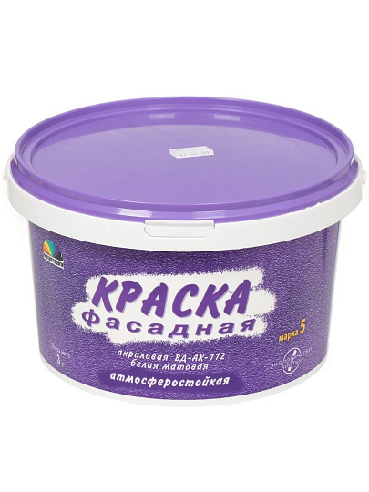 Краска водно-дисперсионная, Магия радуги, М-5, фасадная, матовая, 3 кг